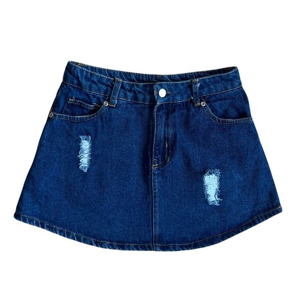 Denim Betty Jean Skirt Womens Small Blue Short Grunge Distressed Skater Mini - Picture 1 of 7